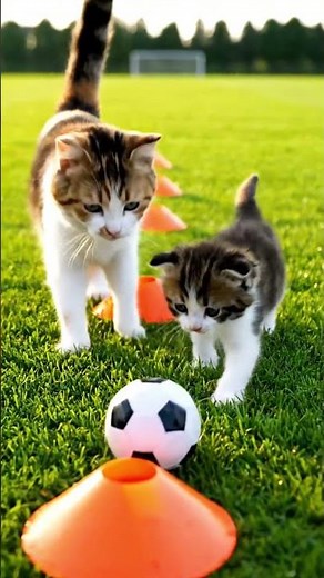 Adorable Calico Kitten's First Soccer Practice! 🐱⚽ Cute Cat Playing Football Training