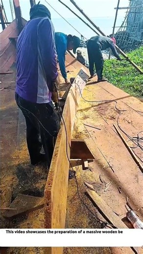 Heavy Timber Beam Drilling and Alignment | Large-Scale Wooden Structure Preparation.