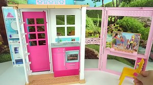 Barbie Doll House with Pink Bedroom, Doll Bathroom and Toy Kitchen - Kids Toys