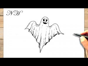 Tuto comment dessiner un fantôme d’Halloween qui fait peur