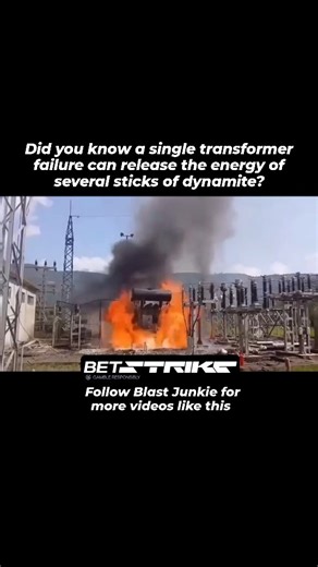 BlastJunkie💣 on Instagram: "What you’re seeing is a "Mixed Mode Explosion." When internal insulation fails, the mineral oil inside vaporizes instantly, creating massive pressure that the steel tank just can't hold. Within milliseconds, that oil turns into a fireball reaching over 2,000°F. 🌡️ ​This is why "Danger: High Voltage" signs aren't suggestions—they’re life-savers. ​Drop a ⚡️ if you’ve never seen a blast this big! ​ #EngineeringFail #ElectricalEngineering #PowerGrid #HighVoltage #Indust
