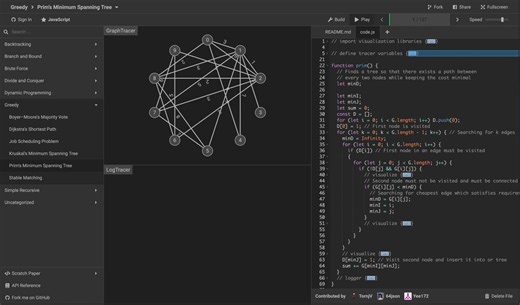 Learn algorithms visually!interactive visualizations that actually make concepts click, Prim's, Dijkstra, sorting it's all here and stupidly satisfying.Live visualizations & code then instant understanding.tool -