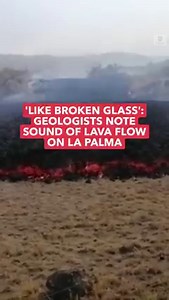 36K views · 220 reactions | 'LIKE BROKEN GLASS': Scientists from Spain’s Institute of Geology and Mining film the lava from La Palma's erupting volcano moving across open ground at a rate of a meter a minute and highlight the loud "breaking glass" sound. https://abcn.ws/3AJjnmk | ABC News | Facebook