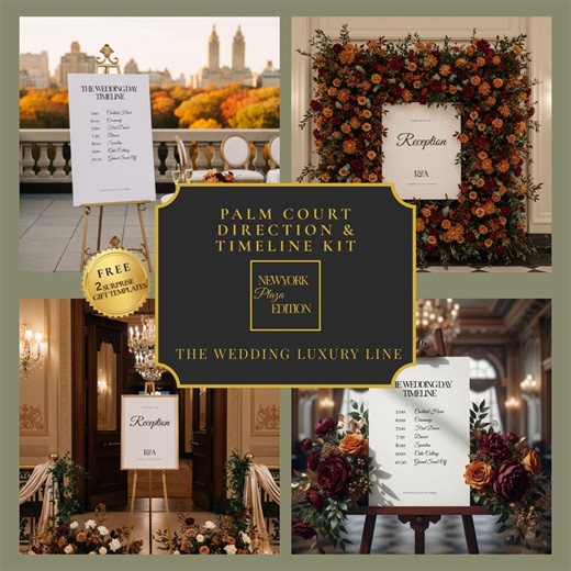 New York Wedding Timeline   Directional Signs Canva Templates, Wedding Wayfinding Signs for City Weddings, Central Park Flow & Direction Set - Etsy