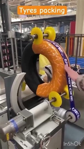 Automatic Tire Wrapping Machine in Action