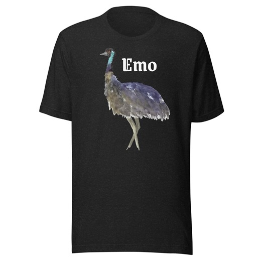 SHIRT Emu ‘emo’ Hand-painted Watercolour - Art Print [unisex, Clothing, Unique, Bird, Goth, Alternative] - Etsy