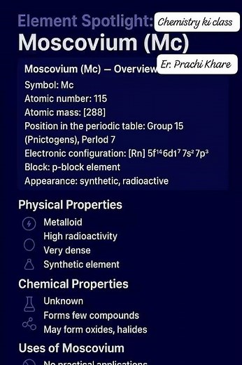 Element Spotlight: Moscovium (Mc) | Chemistry Ki Class by Er. Prachi Khare