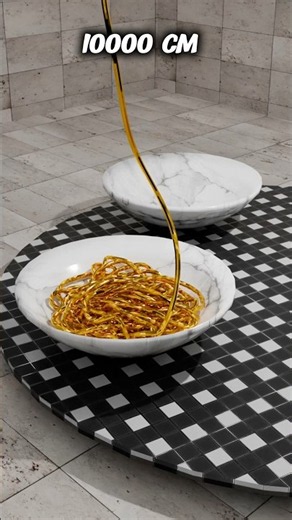 Giant Golden Noodle in a Bowl 🍜 Satisfying Blender Simulation