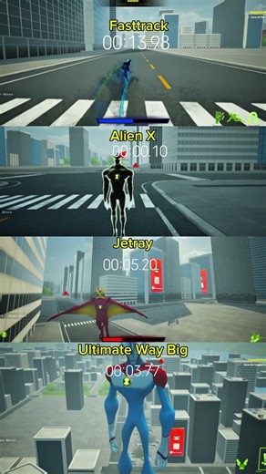 Alien X VS Ult WAYBIG VS Fasttrack VS Jetray Speed Test Ben #shorts #highrpmshorts #ben10 #gameplay