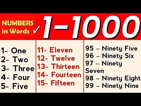 Numbers Names 1 to 1000 || 1 To 1000 NUMBERS In Words In English || 1 - 1000 numbers with spelling