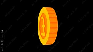 3D Golden Pound Coin Rotating Animation