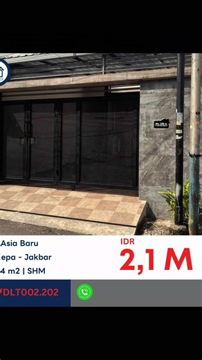 _MP/DLT002.202_ *LELANG 03 Februari 2026* Rumah, di JL. ASIA BARU No. 235 A, Blok II KAV. NO. 23 SEB Kelurahan DURI KEPA, Kecamatan KEBON JERUK, Kotamadya JAKARTA BARAT, Provinsi DKI JAKARTA. Alamat setempat dikenal dengan : Jalan Asia Baru No. 235. A, Blok II Kav. No. 235 SEB, Kelurahan Duri Kepa, Kecamatan Kebon Jeruk, Kotamadya Jakarta Barat, Provinsi DKI Jakarta. SHM Luas Tanah : 144 m2 Luas Bangunan : 156 m2 *Harga Rp. 2.100.000.000 Include Komisi dan Pengosongan*