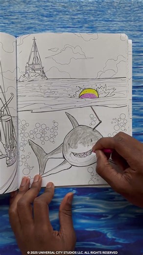 The Official Jaws Coloring Book is filled with splashy scenes, perfect for artists and shark fans