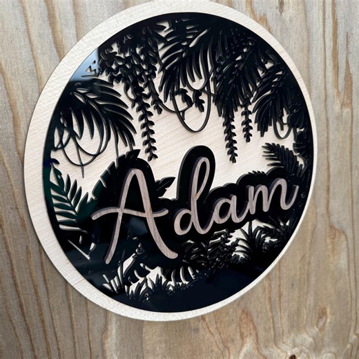 Personalised 3D wall sign custom jungle scene, kids room, man cave, office sign