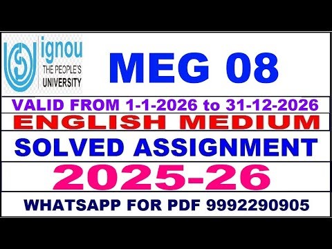 MEG 08 solved assignment 2025-26 in English || meg 08 solved assignment 2026 || meg8 2025-26