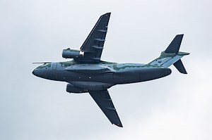 Embraer KC-390 Millennium. Military transport plane at air base. Air...