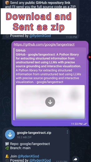 Download github repository in seconds #tech #telegrambot #ai #coding #programming #bot #github #git