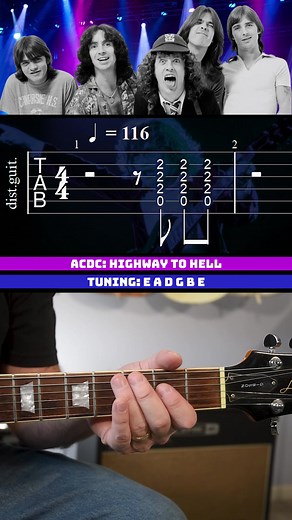 Highway to Hell guitar riff with tab. #acdc #acdcfans #acdcforever #guitar #guitarplayer #guitarlessons #guitartabs #riff #riffs #guitarmy #chrisrupp | GuitArmy