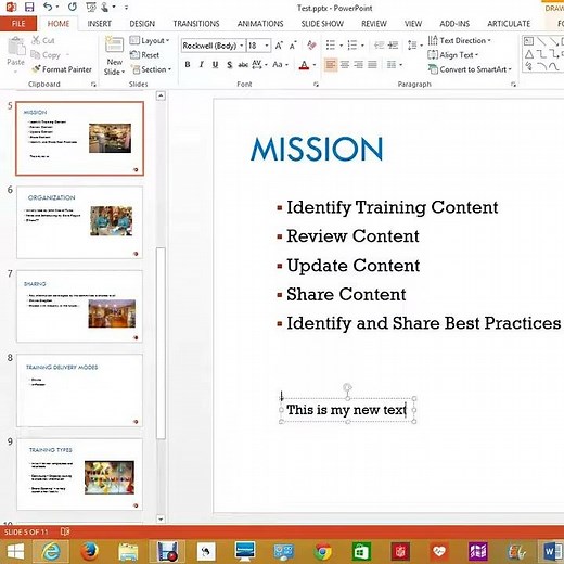 Insert Text box in powerpoint