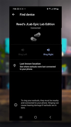 Google Find My Feature for JLab True Wireless Earbuds