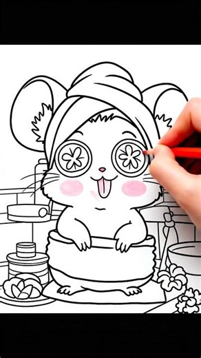 Cute Mouse Spa Day Coloring 🐭💆‍♀️ Relaxing Bath Art for Kids