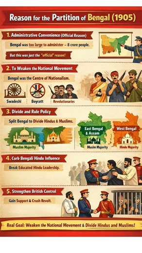 Why Did the British Partition Bengal? | 1905 Partition Explained | Infographic