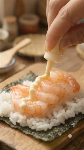 Tiny Shrimp & Tobiko Hand Roll 🍤✨ | So Satisfying!