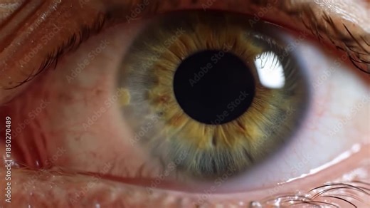 Human eye closeup with dynamic pupil dilation and constriction in quick succession