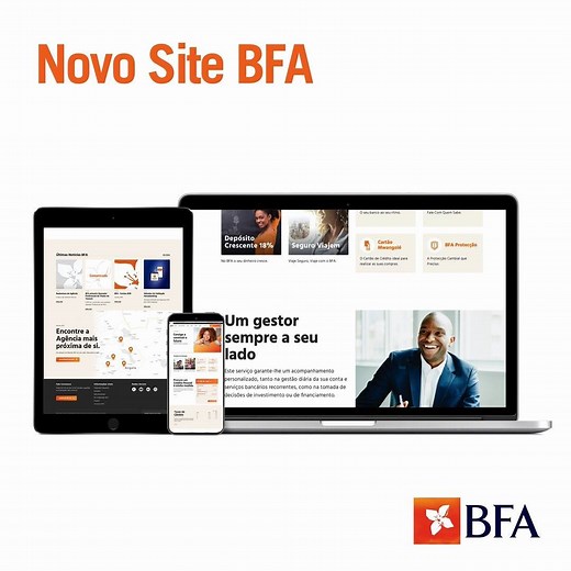 Mais simples e mais intuitivo. Assim é o novo site do BFA. Já visitou? http://bit.ly/SiteBFA | BFA - Banco de Fomento Angola