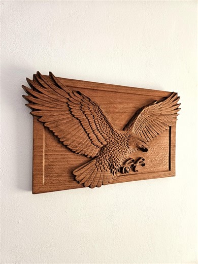 Hand-carved Beech Wood Eagle Wall Art | Bulgarian Relief Panel - Etsy