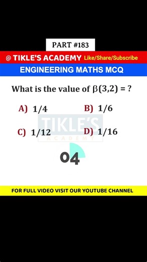 ENGINEERING MATHS MCQ 183 #shorts #engineeringmathematics #tiklesacademy