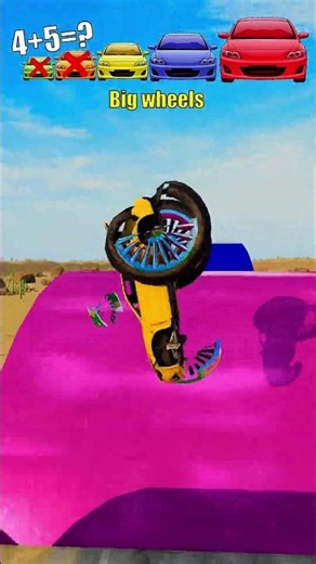 🌈 Tiny to Giant Cars vs Different Colored Speed Bumps! 🚗| BeamNG.drive #shorts
