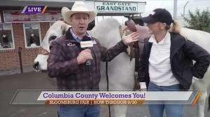 Rachel Malak rides Gus the bull at the Bloomsburg Fair and says it's the most exciting thing she's ever done on PA live! For more of Rachel's Bloomsburg Fair adventures, visit https://www.pahomepage.com/pa-live/rachel-malak-visits-bloomsburg-fair-for-fun-and-festivities/ | PA Live