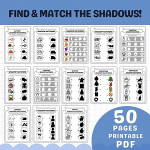 Shadow Matching Worksheets for Kids | Preschool & Kindergarten Printable | Match Pictures With Shadows (PDF) - Etsy Australia