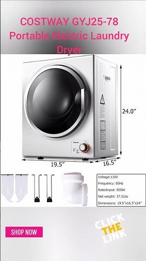 COSTWAY | GYJ25-78 | Portable Electric Laundry Dryer Review | 4 Drying Modes