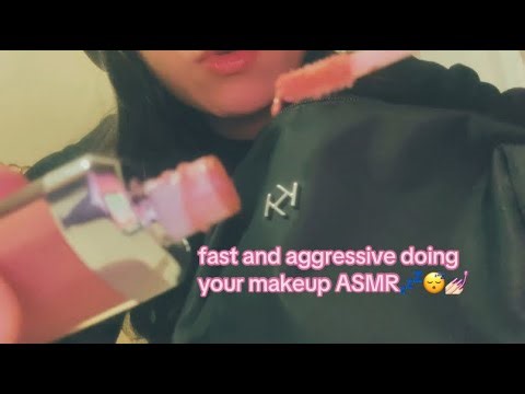 fast agressive doing your makeup w mouth sounds ASMR💤💅🏻(no edit) #asmr