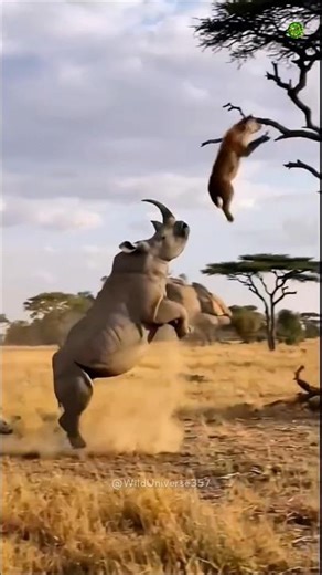 Wild goats teased the rhino😳 then what happened😱 | Wild Goats Vs Buffalo Vs Rhino | #shorts #animals