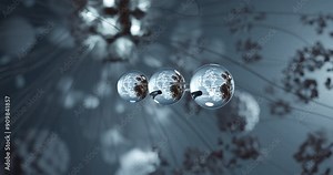 Carbon dioxide rotating 3d molecule, molecular structure of trace gas, seamless video