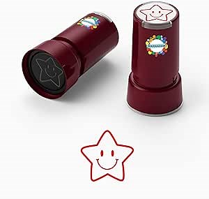 Self-Inking Smiley Face Stamp for Teachers, Hand Stamps for Events and Classrooms, Teacher Stamps for Schools, Greeting Cards, Loyalty Cards, and Scrapbooks