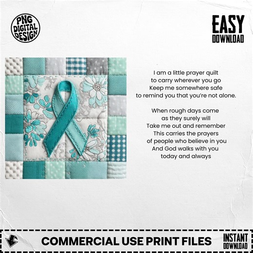 Prayer Quilt Poem Card, Teal Ribbon, Christian Gift (digital, PNG Printable File) - Etsy
