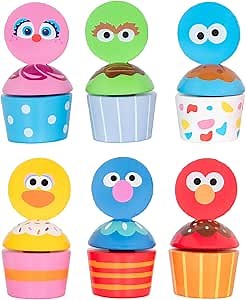 KIDS PREFERRED Sesame Street-Wood Mix-n-Match Cupcake Set for Toddlers