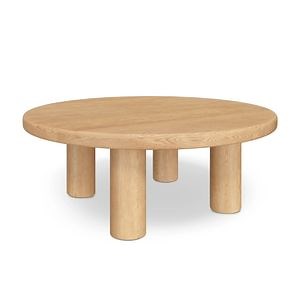 [Hot Item] Geometrical Round Coffee Table with Hollow Solid Wood Legs