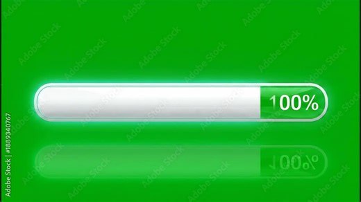 Green screen loading progress bar animation