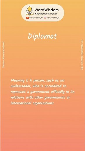 What does "Diplomat" mean? | English vocabulary shorts | #diplomat #wordwisdom