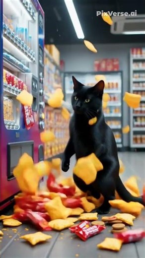 Vending machine breaks on cat! #fyp #ai #cute #aivideo #cat