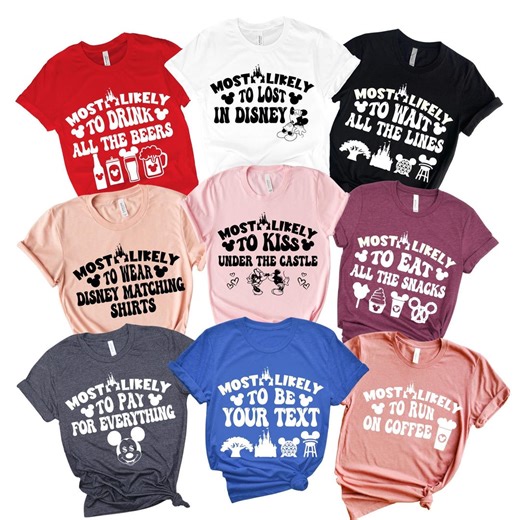 Disney Most Likely to Custom Family Matching T-shirt, Personalized Magic Kingdom Vacation Shirt, Disney Castle Matching Most Likely to Tee - Etsy