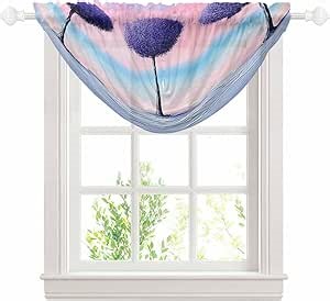 Amazon.com: Purple Trees Waterfall Valances for Windows, Pink Sky Ocean Gradient Watercolor Kitchen Sheer Valance Curtains, Rod Pocket Elegant Swag Valances for Living Room Bedroom, 47.2"x38.5", 1 Panel : 居家與廚房