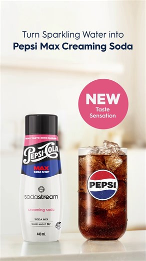 Enjoy the irresistible taste of Pepsi Max cola paired with the creamy, sweet taste of classic creaming soda - made by you, just the way you like it! #Sodastream #PepsiMax #CreamingSoda | SodaStream Australia