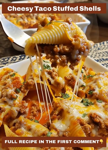 Cheesy Taco Stuffed Shells Ingredients: 20–24 jumbo pasta shells 1 lb ground beef 1 packet taco seasoning (≈1 oz) ...... Full Recipe in Coʍmеոτ 💬 | Fresh Recipes