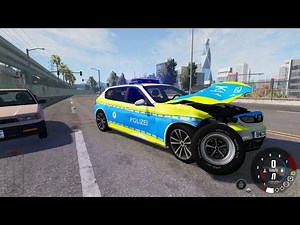 POLICE CAR Highspeed crash ! Car racing on the highway - BeamNG Gameplay